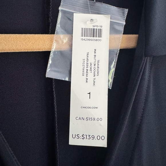 NWT Chico’s Travelers Navy Blue Button Down Long Cardigan Jacket Sz 1 (US 8/10) - Picture 5 of 5